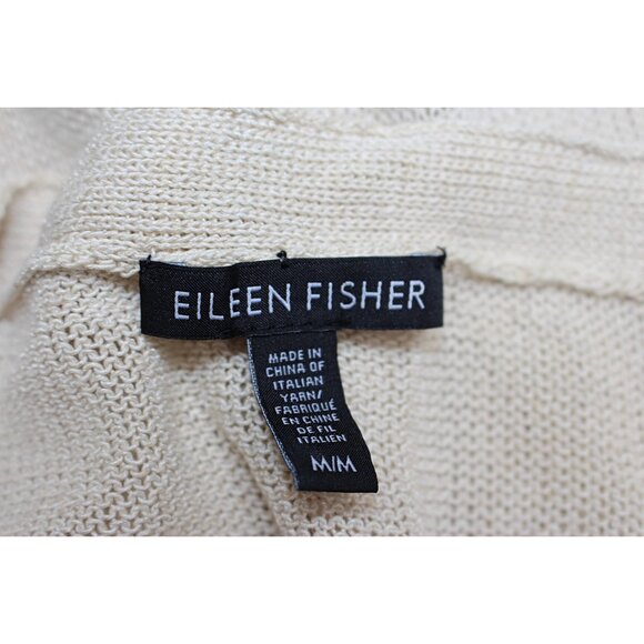 Eileen Fisher - Long Cardigan (Duster) in Linen Cord Sheen, Natural, Med - Picture 3 of 10